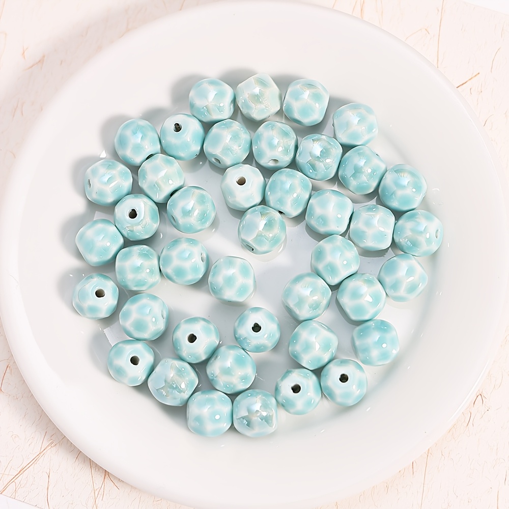 13pcs Ceramic Cut Face Round Beads for Handmade Jewellery Making